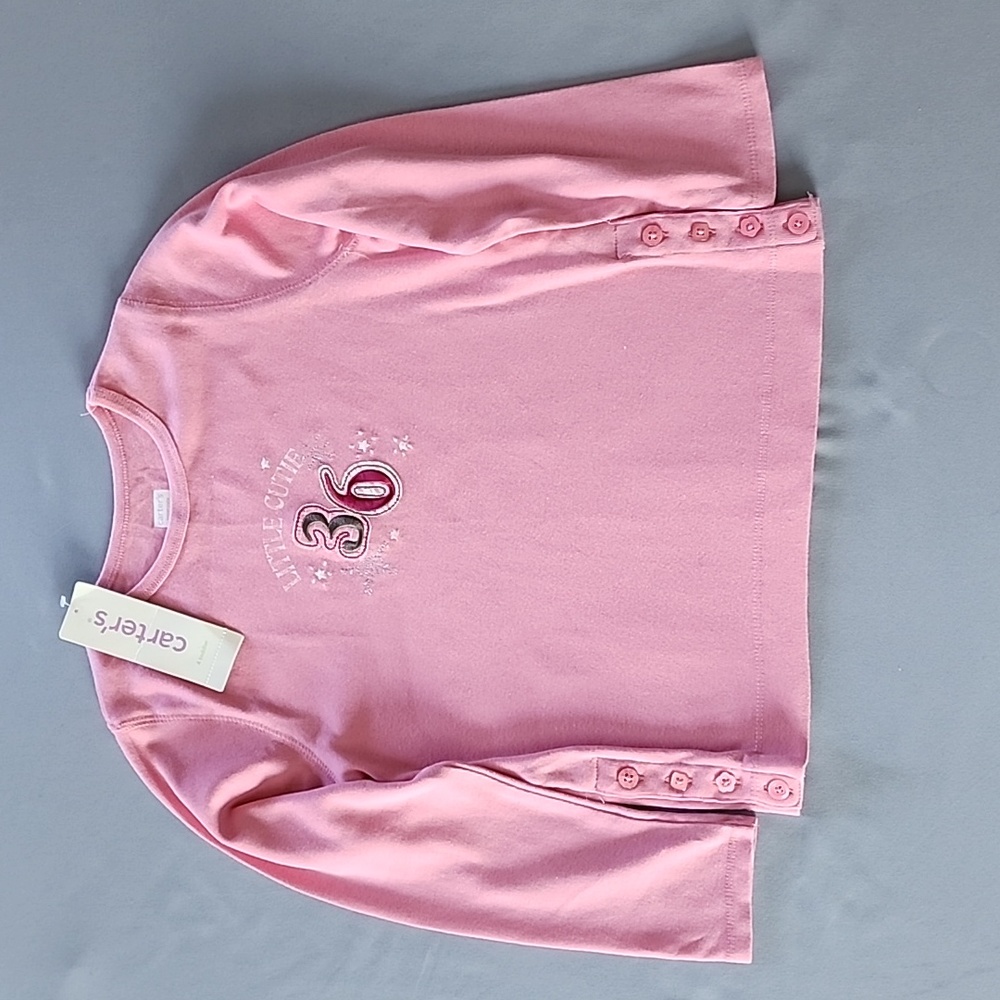 Carter's long sleeve (little cutie) shirt, Size: 4T  pink buttons on the sides